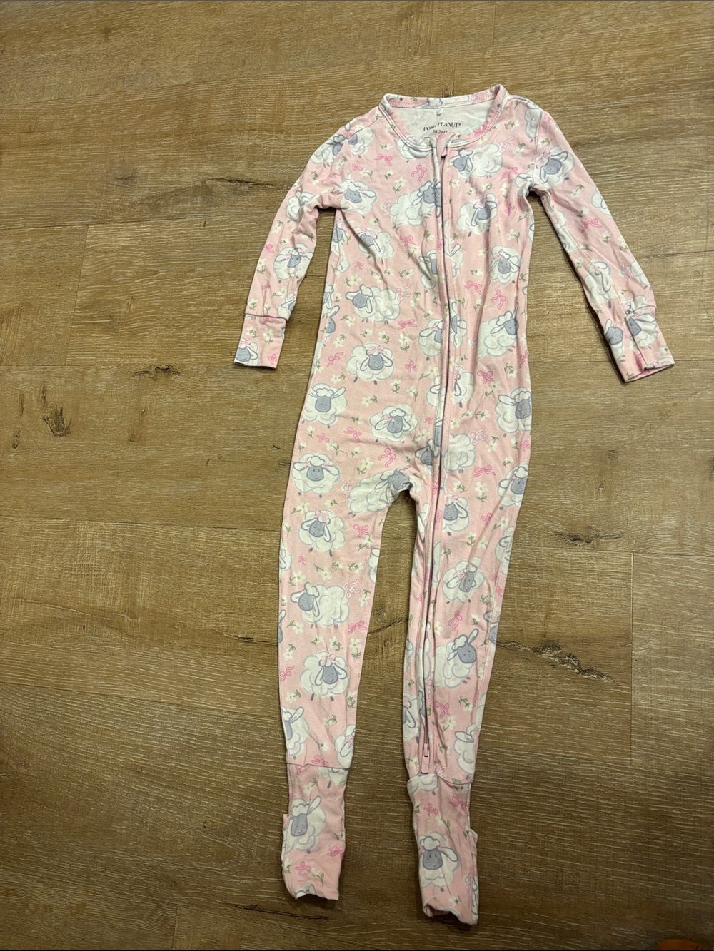 Posh Peanut Pink Sheep Print Footed One-Piece